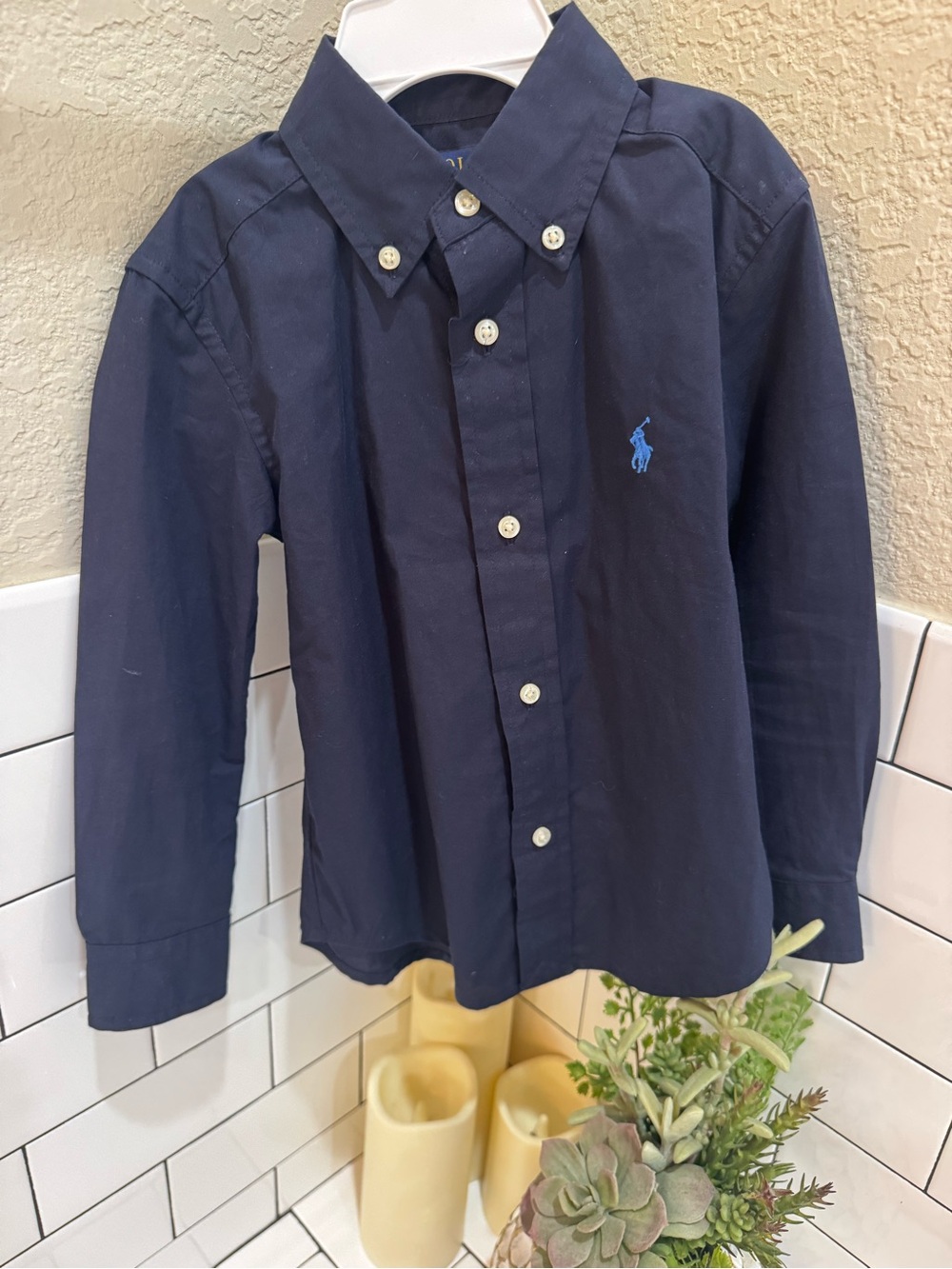 Ralph Lauren Dark Navy Button-Down Polo Shirt for Kids